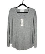 NWT Wildfox Thermal Waffle Knit Slouchy Oversized Top Gray Relaxed Small