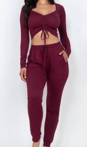 Strapped Ruched Crop Top & Pants set