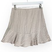 NWT  Linen Blend Mini Skirt Light Pink Cream Black Striped Medium