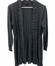 Style & Co. Ruffle Open Front Long Sleeve Cardigan Sweater Gray Women’s Size Med