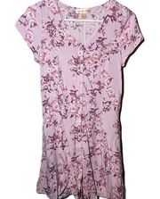 Band of Gypsies button front mauve floral tropical print dress Medium