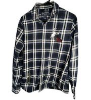 American Rag Plaid Button Up Long Sleeve Shirt With Sewn On Patches