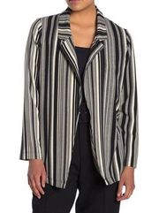 New Lush Unlined Boyfriend Blazer Lightweight Crepe Jacket Black Cream Stripe