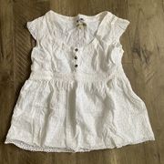 Burberry White Eyelet Tortoise Button Top L NWOT