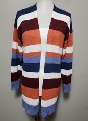 Ecowish Autumn Stripe Draped Duster Cardigan Size Medium