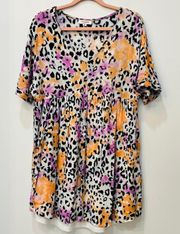 Andree Boutique multi colored leopard dress sz Medium