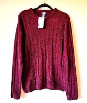 NWT Vintage Dockers Sweater Womens M Large Burgundy Boucle Knit Long Sleeve 90s