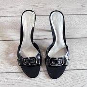 Ann Taylor kitten heels slip on black sandals size 7