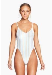 💕VITAMIN A💕 Yasmeen One Piece Swimsuit ~ Palm Springs Stripe 6 Small S NWT