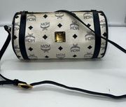 MCM Papillion Sling Bag in White and Navy