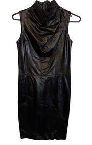 Kenneth Cole New York  leather sleeveless Midi dress Size 0