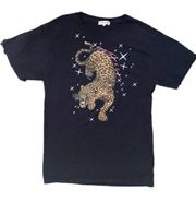 x Google Black Graphic Cheetah Animal Print T-Shirt Tee Sz Small