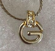 Givenchy Logo "G" Necklace with Rhinestones.