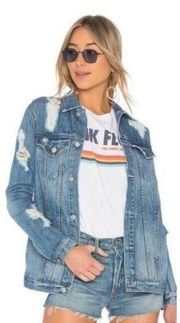 Lovers + Friends James Denim Jean Jacket Huntley NWT Size XL Distressed Cotton