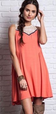 Sleeveless Lace Trim Dress