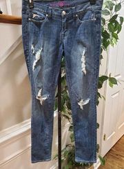 2b bebe Women's Blue Denim Pockets Skinny Leg Distressed Skinny Jeans Size 29