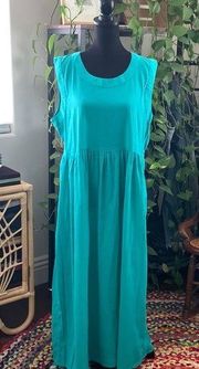 Karen Scott Turquoise Side Button Sleeveless Midi Maxi Kaftan Mumu Dress - L
