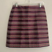 Ann Taylor Loft Metallic Multi Print Pencil Skirt Work Career Office Business