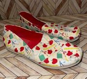 Teacher Theme TOMS Shoes Size 9.5 Women’s Slip Ons Flats