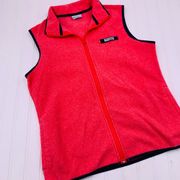 Columbia Women's Sleeveless Zip Up Fleece Vest Pink Black Size M Collared