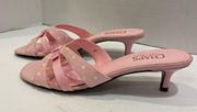 Chaps pink polka dot kitten heel slide-on open toe sandals shoes size 7B NIB