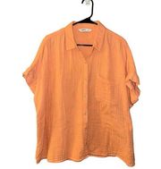 Sonoma Muslin Terry Cloth Boxy Fit Button Down Top Peach