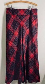 Talbots Wool Midi Skirt Plaid 90s Red Black size 8