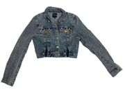 Highway Jeans Lightwash Studded Cropped Bomber Jean Jacket Size Medium