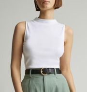 NWT Everlane The Pima Micro-Rib Funnel-Neck Tank in White