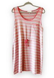 Olive & Oak StitchFix Drawstring Tank Dress XL Gray Coral Stripe New Summer