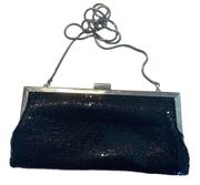 Valerie Stevens Sequin Shoulder Bag Black Silver Prom Formal Evening Wedding