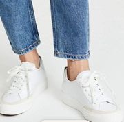 Rag & Bone Army Low Top White Leather Sneakers 9 Suede Accents