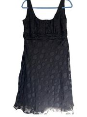 EVAN PICONE Dress Size 14 Black Formal Sleeveless Fit Flare Polka Dot VINTAGE