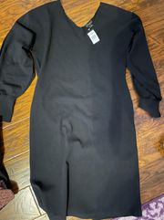 Black Puff Sleeve Plus Size Dress
