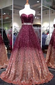 Tiffany Designs Burgundy/ Rose Gold Prom Dress