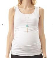 Alex & Harry Original Cinch Top Maternity White Roushed Sides Tank Top size 3