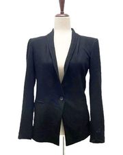 Helmut Lang Black Wool One Button Lined Shawl Collar Blazer Women’s Size Medium