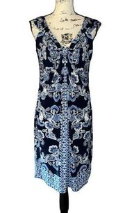 New York & Co. navy & white v-neck sheath dress large