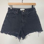 Abercrombie & Fitch Curve Love 90s Relaxed Cutoff Short High Rise 28 Black Denim