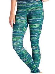 Athleta Retreat Chaturanga Green Blue Striped Ankle Leggings Size Medium Tall