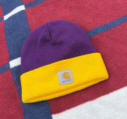 Carhartt purple and yellow color block beanie hat  Giving me Lakers vibes