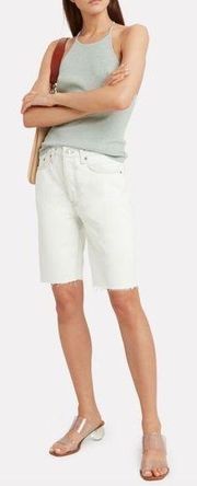 RE/DONE 80'S Long Denim Shorts in Bleach White