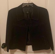 Larry Levine Contrast Stitch Black 3/4 Sleeve Jacket