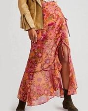 NWOT Free People Femme Edge Ruffle Hem Floral Maxi Skirt