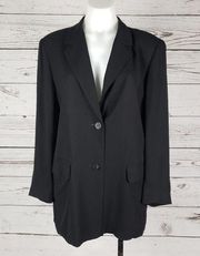 MaxMara 2-Button Solid Black Black Blazer Jacket Women's Size 8