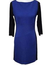 Chaps royal blue & black ribbed sheath dress size 6