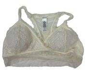 Maurices Cream Lace Padded Wireless Halter Back Bralette Bra Pull Over Women’s L