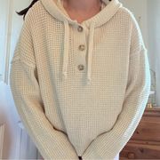 American Eagle cream knit hoodie