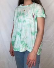 Green And White Tie Dye  Tee