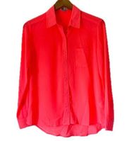 Kut From The Cloth Neon Button Down Blouse Hot Pink Sheer Women’s Size XS